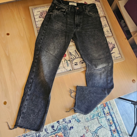 We The Free Denim - Free People Black Faded High Rise Mom Jean's